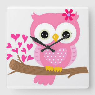 Owl Square Wall Clock