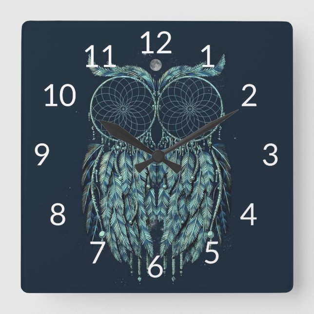 Owl Square Wall Clock (Front)