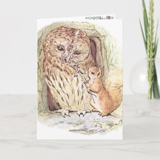 Owl & Squirrel III Greeting Card (Front)