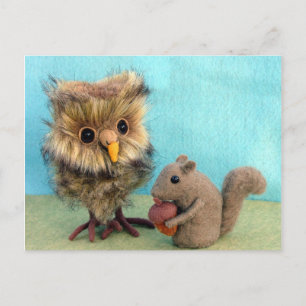 Owl & Squirrel Postcard