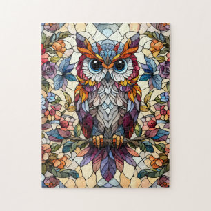 Owl Stained Glass Inspired  Jigsaw Puzzle