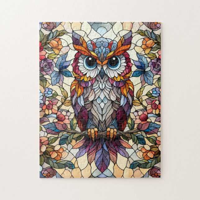 Owl Stained Glass Inspired  Jigsaw Puzzle (Vertical)