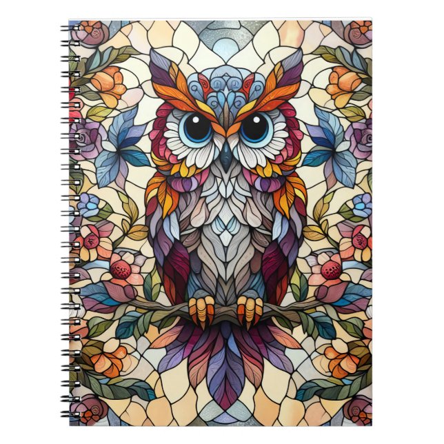 Owl Stained Glass Inspired  Notebook (Front)