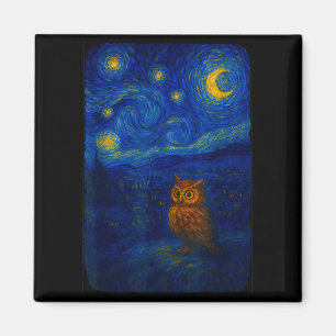 Owl Starry Cute Night Van Gogh Owl Bird Lovers Wom Magnet