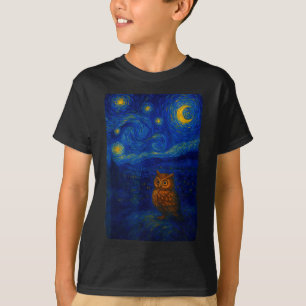 Owl Starry Cute Night Van Gogh Owl Bird Lovers Wom T-Shirt