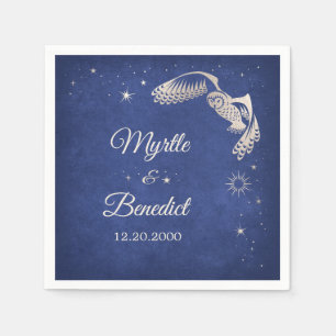 Owl Stars Wizard Blue Magic Wedding Napkins