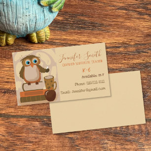 Owl Substitute Teacher Standard Business Cards