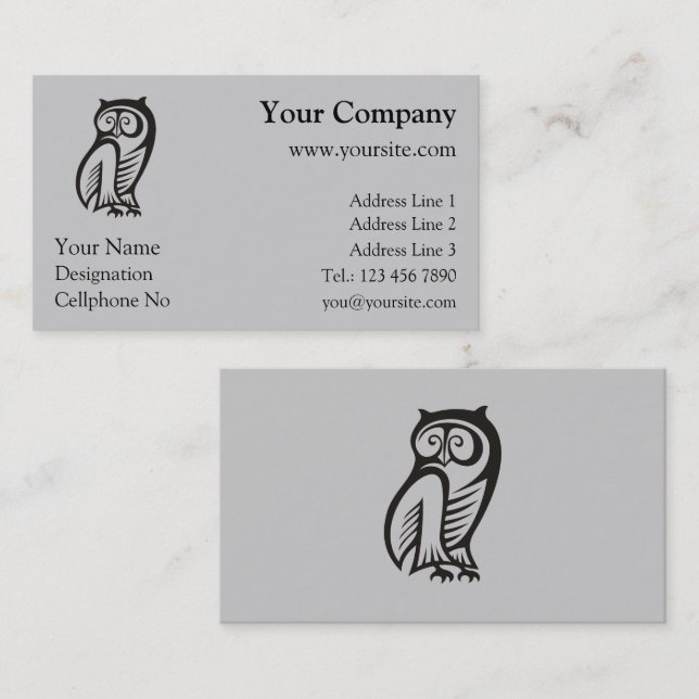 Owl Symbol Black Business Card (Front/Back)