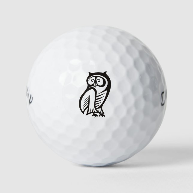 Owl Symbol Black Golf Balls (Front)