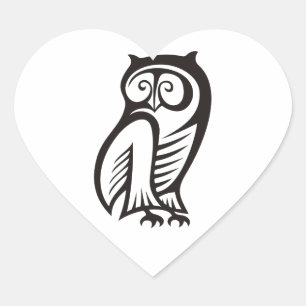 Owl Symbol Black Heart Sticker