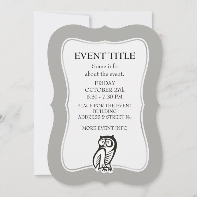 Owl Symbol Black Invitation (Back)