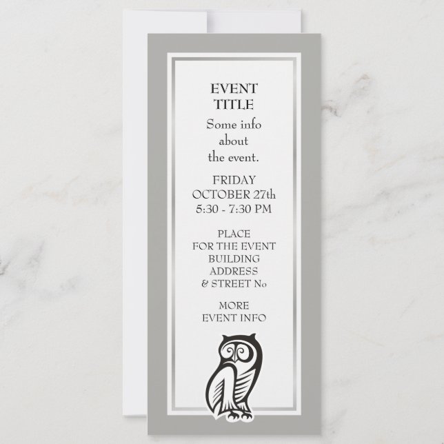 Owl Symbol Black Invitation (Back)