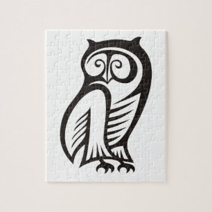 Owl Symbol Black Jigsaw Puzzle