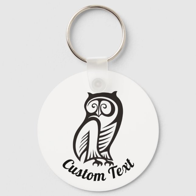 Owl Symbol Black Keychain (Front)