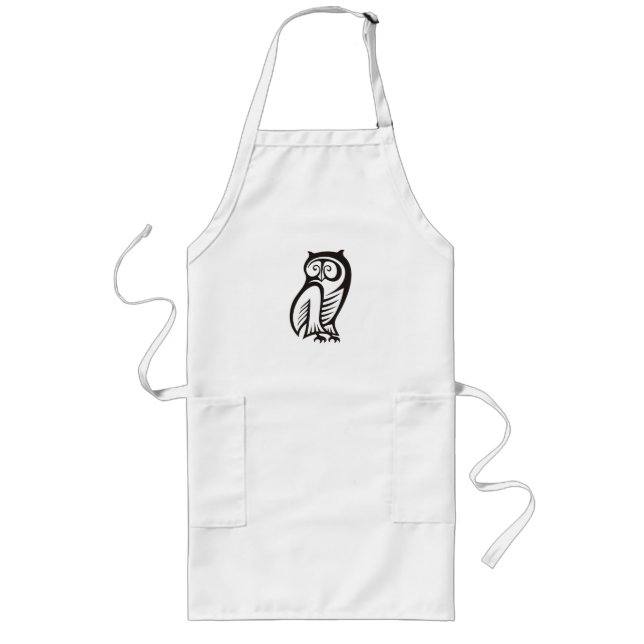 Owl Symbol Black Long Apron (Front)