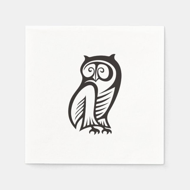Owl Symbol Black Napkin (Front)