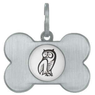 Owl Symbol Black Pet Tag