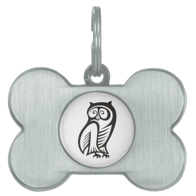 Owl Symbol Black Pet Tag (Front)