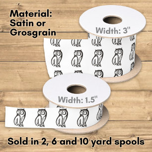 Owl Symbol Black Satin Ribbon