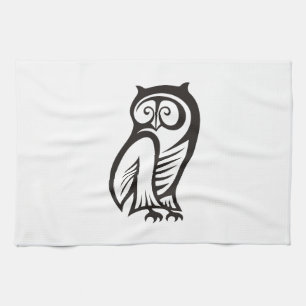 Owl Symbol Black Tea Towel