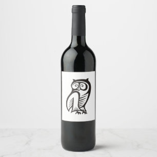 Owl Symbol Black Wine Label