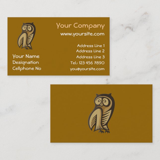 Owl Symbol Colour Business Card (Front/Back)