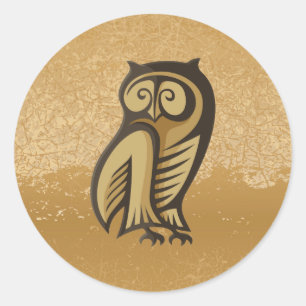 Owl Symbol Colour Classic Round Sticker