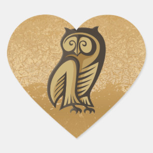 Owl Symbol Colour Heart Sticker