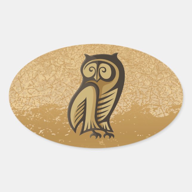 Owl Symbol Colour Oval Sticker (Front)