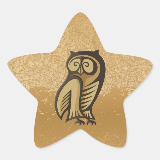 Owl Symbol Colour Star Sticker (Front)