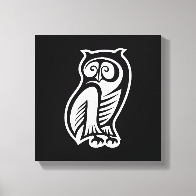 Owl Symbol White Canvas Print (Front)
