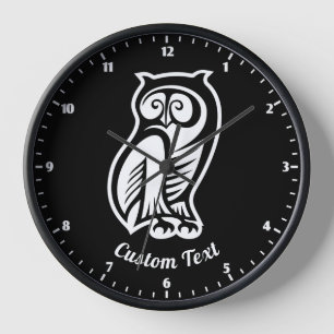 Owl Symbol White Clock