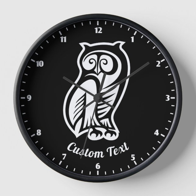 Owl Symbol White Clock (Front)