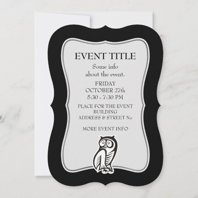 Owl Symbol White Invitation (Back)