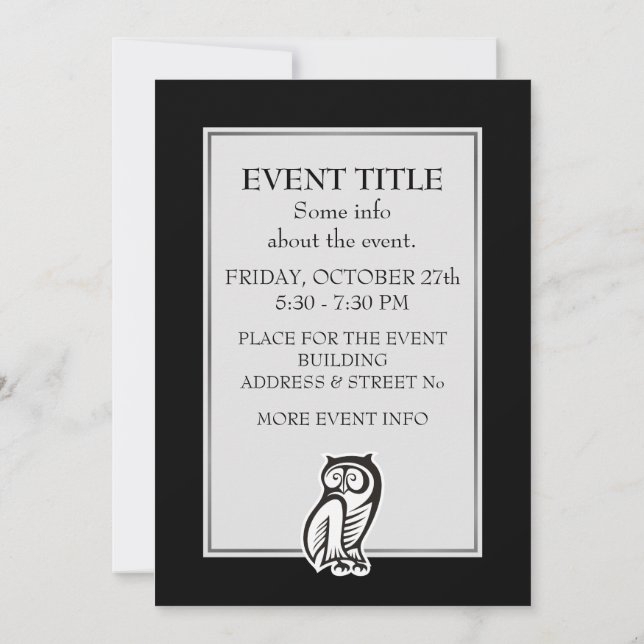 Owl Symbol White Invitation (Back)
