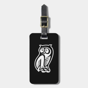 Owl Symbol White Luggage Tag