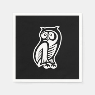 Owl Symbol White Napkin