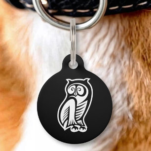 Owl Symbol White Pet Tag