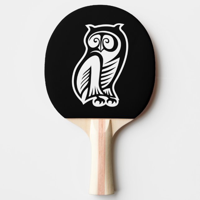 Owl Symbol White Ping Pong Paddle (Front)
