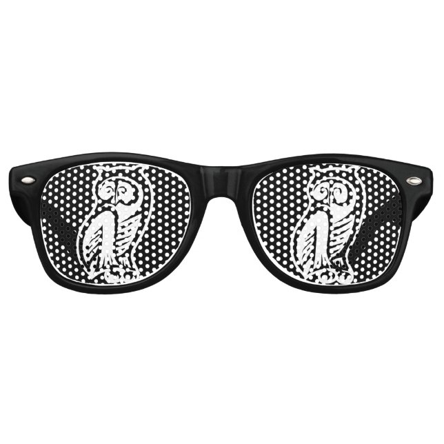 Owl Symbol White Retro Sunglasses (Front)