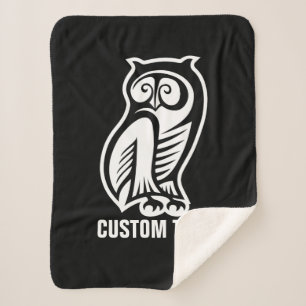 Owl Symbol White Sherpa Blanket