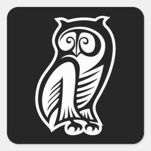 Owl Symbol White Square Sticker