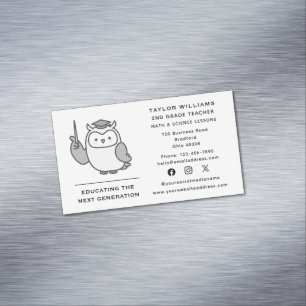 Owl Teacher Educator Tutor Tutoring Social Media Magnetic Business Card