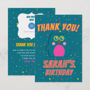 Owl Teal Thank You Card Birthday