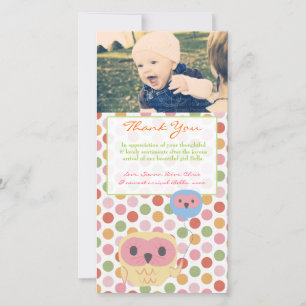 Owl Thank You Note Baby Girl Photo Template