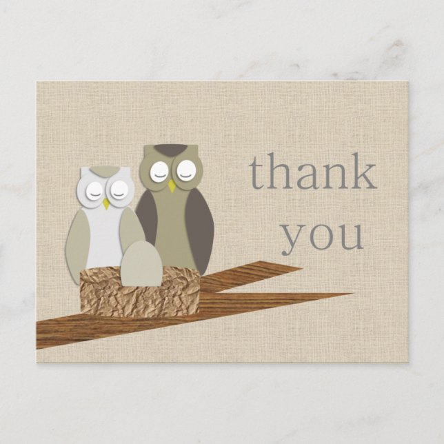 Owl Thank You Postcard (Front)