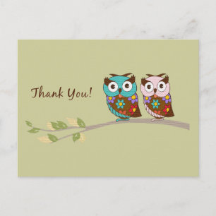 Owl Thank You Postcard