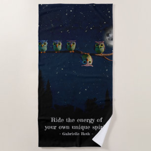 Owl That's Different With Unique Quote Collage Beach Towel