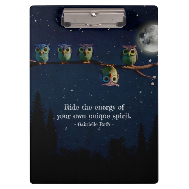 Owl That's Different With Unique Quote Collage Clipboard (Front)