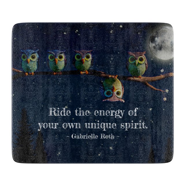 Owl That's Different With Unique Quote Collage Cutting Board (Front)